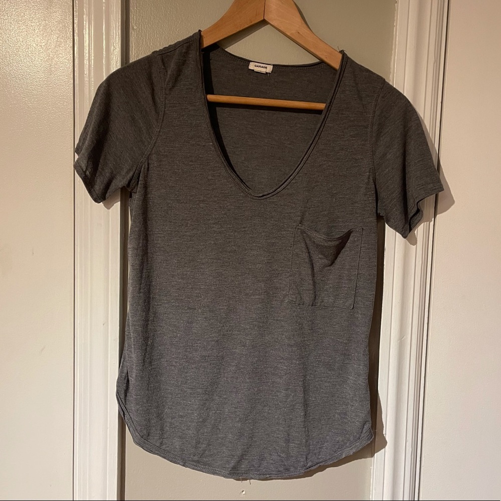 Gray short sleeve scoop neck
